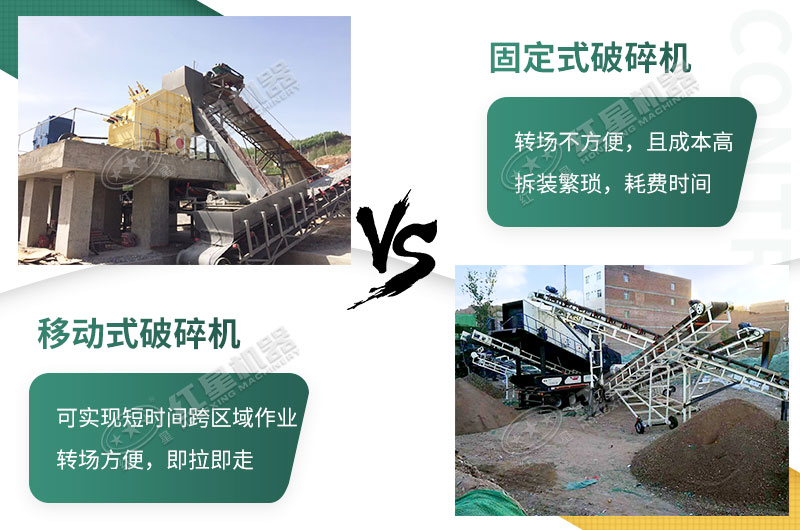 流動(dòng)粉碎石機(jī)，可以隨時(shí)轉(zhuǎn)場(chǎng)停車生產(chǎn)的破碎生產(chǎn)線