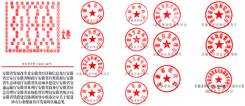 為促進(jìn)機(jī)制砂健康有序發(fā)展，安徽省發(fā)改委發(fā)布了實(shí)施方案文件